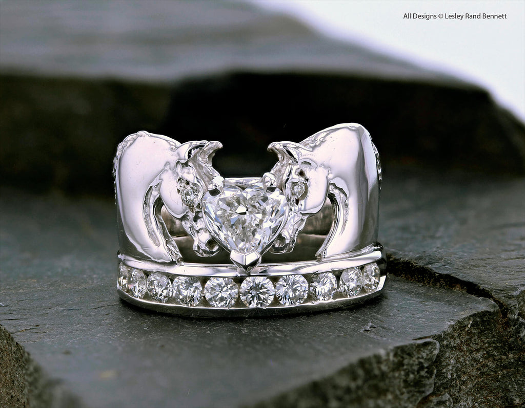 Horse Ring with heart shaped diamond for horse jewelry collection