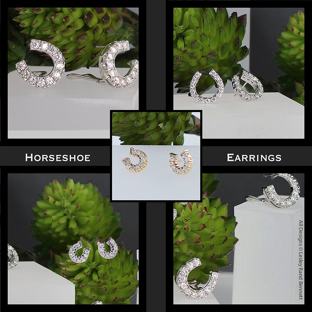 Diamond horseshoe earrings in four sizes