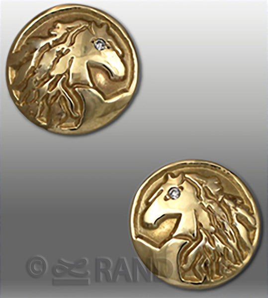 Friesian Horse Head Button Style Earrings - Bennett Fine Jewelry