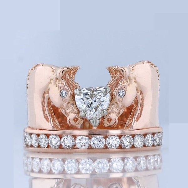 We Love Horses and rose gold horse ring. With 0ne carat total weight in diamond. Copyright design by Lesley Rand Bennett.