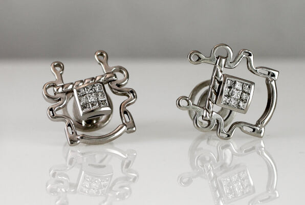 Buxton Bit Cufflinks with Diamonds - Bennett Fine Jewelry