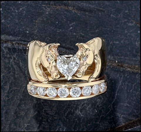 We love Horses Ring with 1/2 carat heart shaped diamond - Bennett Fine Jewelry