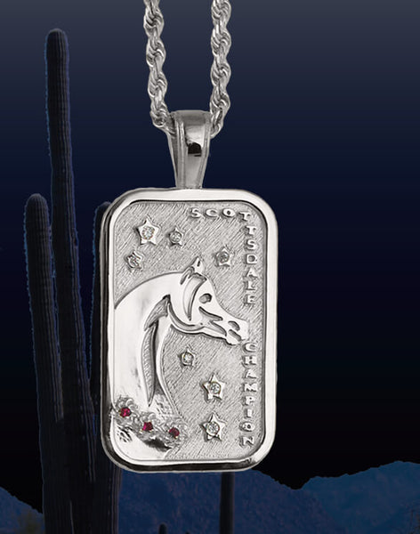 Scottsdale Horse Show champion tag pendant in 14k white