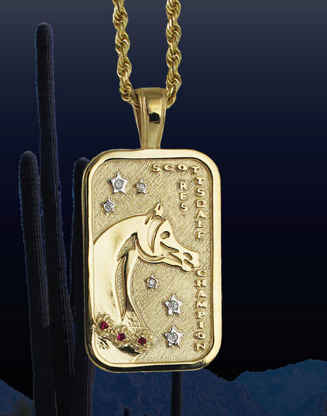 Scottsdale Arabian Horse Show reserve Champion Tag Pendant in 14k yellow gold by Lesley Rand Bennett