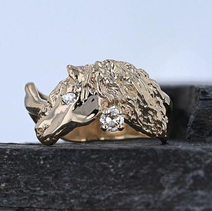 Friesian horse head ring by Lesley Rand Bennett