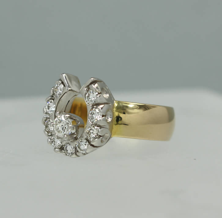 Diamond Horseshoe ring with a wide band - Bennett Fine Jewelry