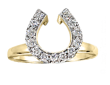 Diamond horseshoe wedding wrap ring in 14k yellow gold. By Lesley Rand Bennett