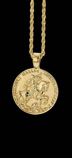 14k Joan of Arc Warhorse Medallion 1555 Pendant - Bennett Fine Jewelry