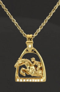 Show Jumper Horse pendant in gold with diamonds. this copyrighted design is handcrafted by Lesley Rand Bennett
