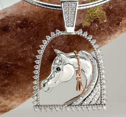 Arabian Horse Pendant collection of copyrighted designs handcrafted by Lesley Rand Bennett