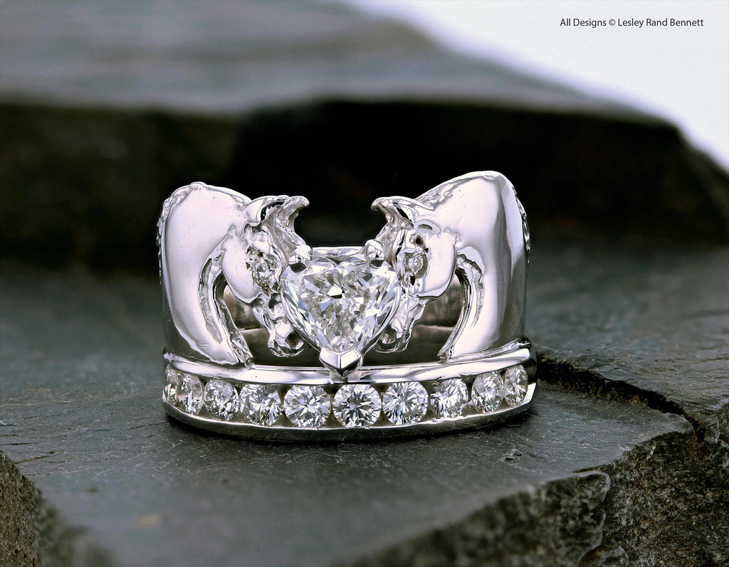 Horse Ring with heart shaped diamond  for horse jewelry collection