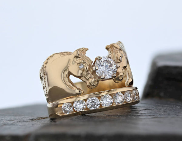 Arabian Crown Horse ring by Lesley Rand Bennett in 14k gold with 1.51ctw