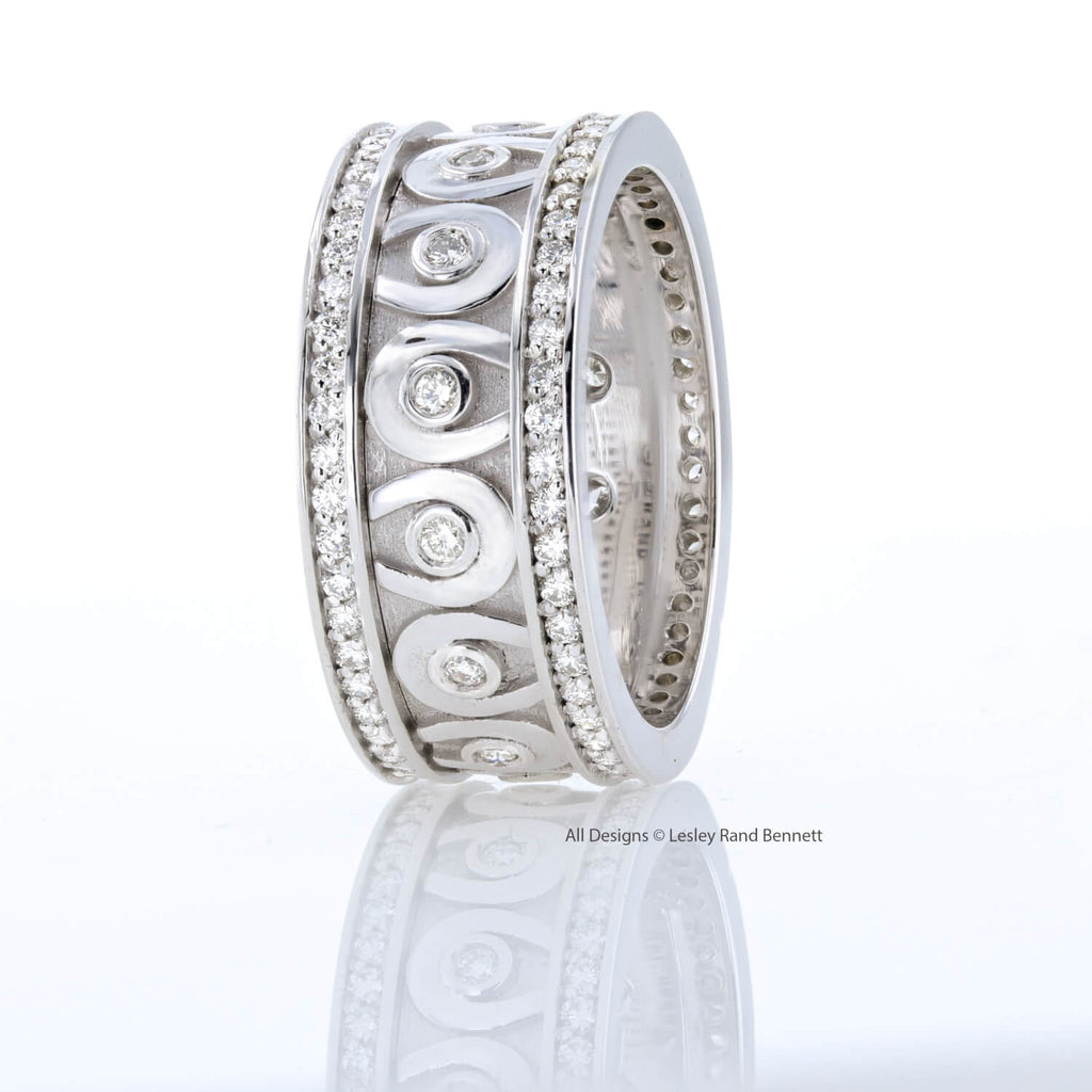 Diamond Horseshoe eternity ring in 14k white gold by Lesley Rand Bennett
