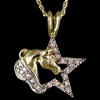 Horse head and diamond star pendant in 14k yellow gold handcrafted by Lesley Rand Bennett
