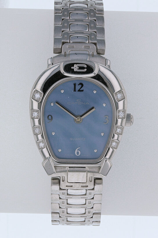 Ladies Catena Horseshoe Watch with blue mother of pearl face  and diamond horseshoe nails