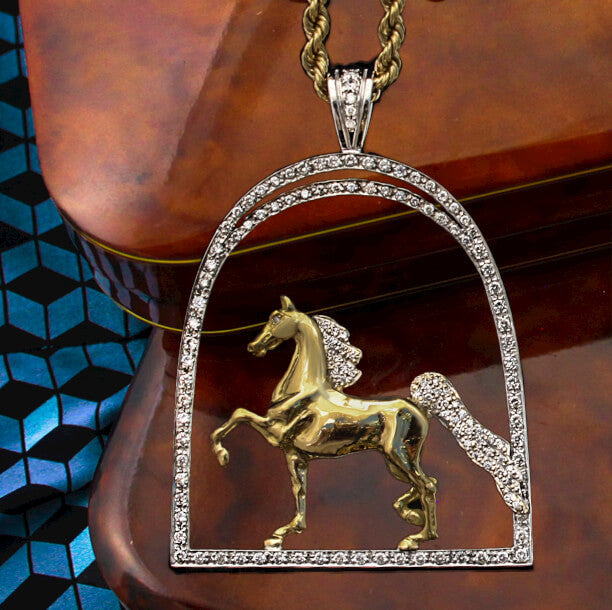 Park Horse in Diamond Stirrup Pendant - Bennett Fine Jewelry