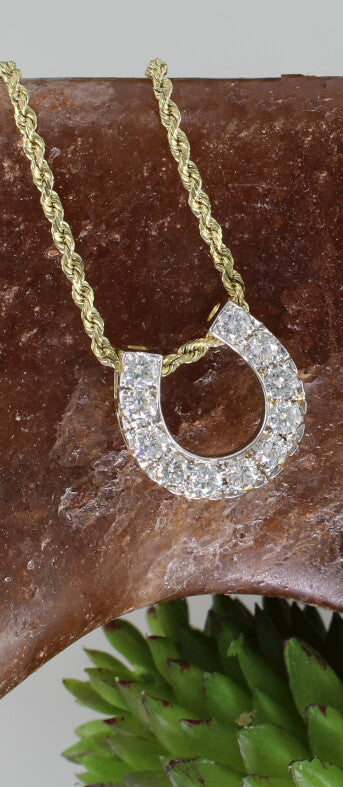 Diamond horseshoe pendant with 0.90c.t.w. by Lesley Rand Bennett