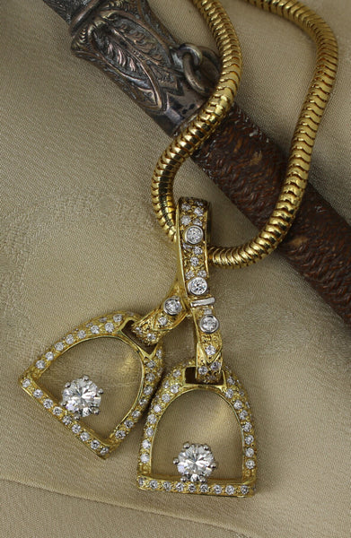Pave Double Diamond Stirrup Pendant - Bennett Fine Jewelry