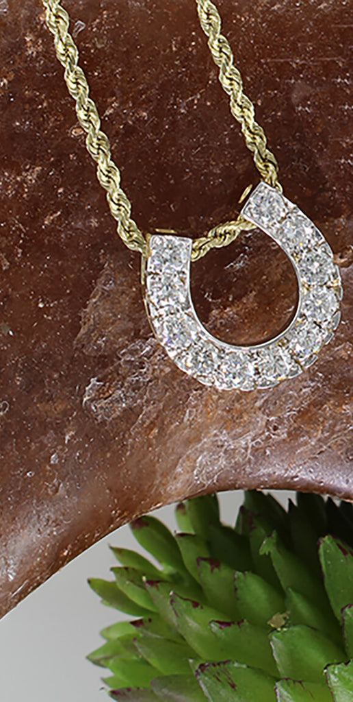 14k yellow gold diamond horseshoe pendant size 2 by Lesley Rand Bennett