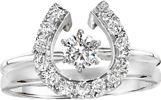 Two Become One Horseshoe wrap ring and 1/4 carat engagement solitaire ring. Handcrafted by Lesley Rand Bennett in Scottsdale, Arizona 