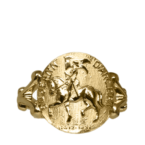 Joan of Arc horse ring 1454c in 14k yellow gold by Lesley Rand Bennett