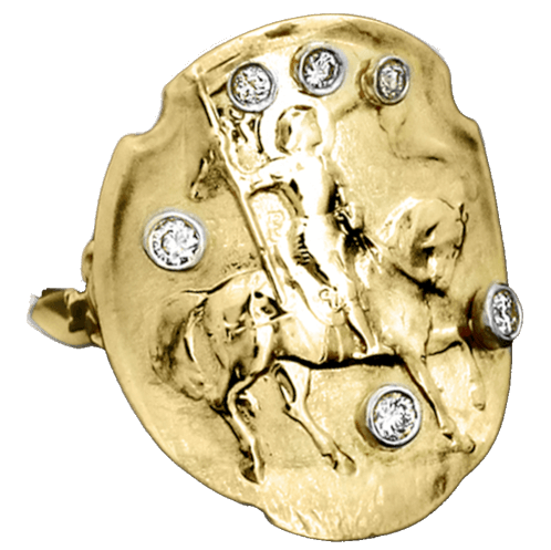 Joan of Arc 14K Shield Ring With Diamonds - Bennett Fine Jewelry