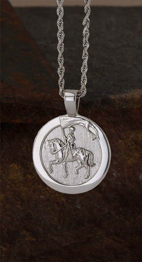 Joan of Arc Necklace Pendant 1489L in white gold by Lesley Rand Bennett