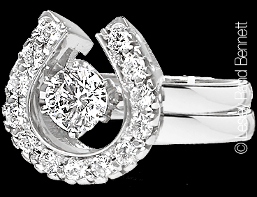 Large Horseshoe Wrap wedding ring set with 1/2 carat solitaire ring by Lesley Rand Bennett