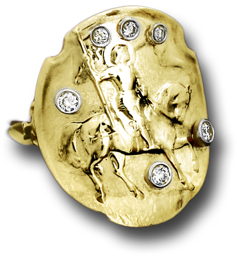 Joan of Arc 14K Shield Ring With Diamonds - Bennett Fine Jewelry