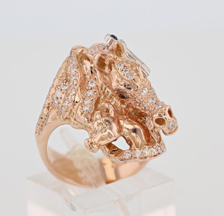 Arabian Mare & Foal Ring in rose gold - Bennett Fine Jewelry