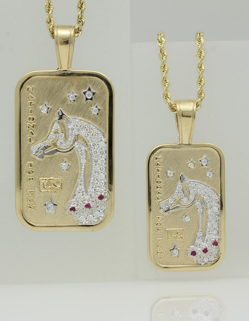 Pave US Arabian and Half Arabian Horse National Top Ten Tag Pendants this is a copyright design by Lesley Rand Bennett