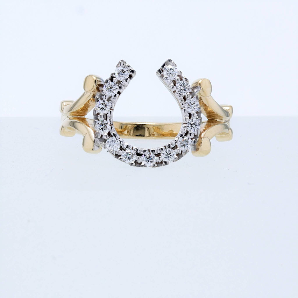 New classic diamond horseshoe rings by Lesley Rand Bennett. Pictured in yellow gold.