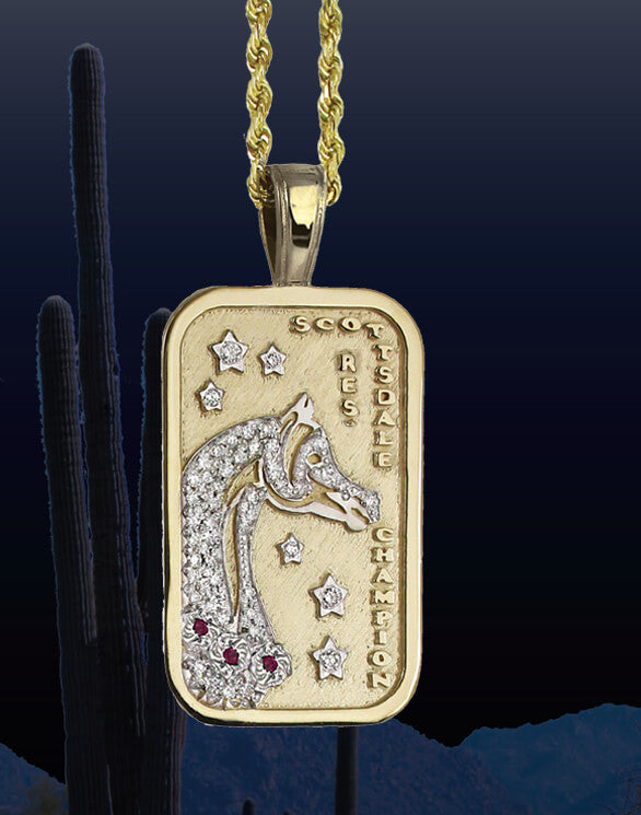 Scottsdale-horse-show-reserve-tag-pendant-pave-yellow