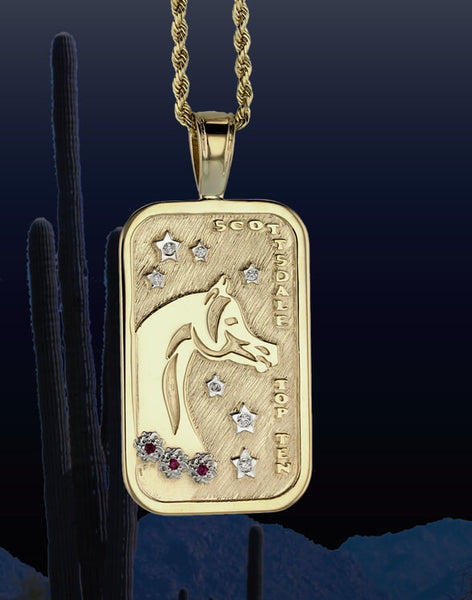 Scottsdale Arabian Horse Show Top Ten Tag Pendant in 14k yellow gold by Lesley Rand Bennett