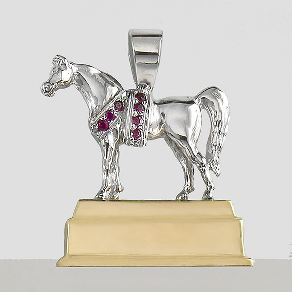 Arabian Horse National Champion Trophy Replica in 14k gold with rubies. 