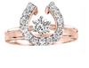 Two Become One Diamond Horseshoe wedding set in 14k rose gold with 1/4 carat solitaire. Copyrighted design handcrafted by Lesley Rand Bennett.
