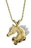 Victory Wreath Horse Pendant in gold with diamonds and rubies. Copyrighted design handcrafted by Lesley Rand Bennett