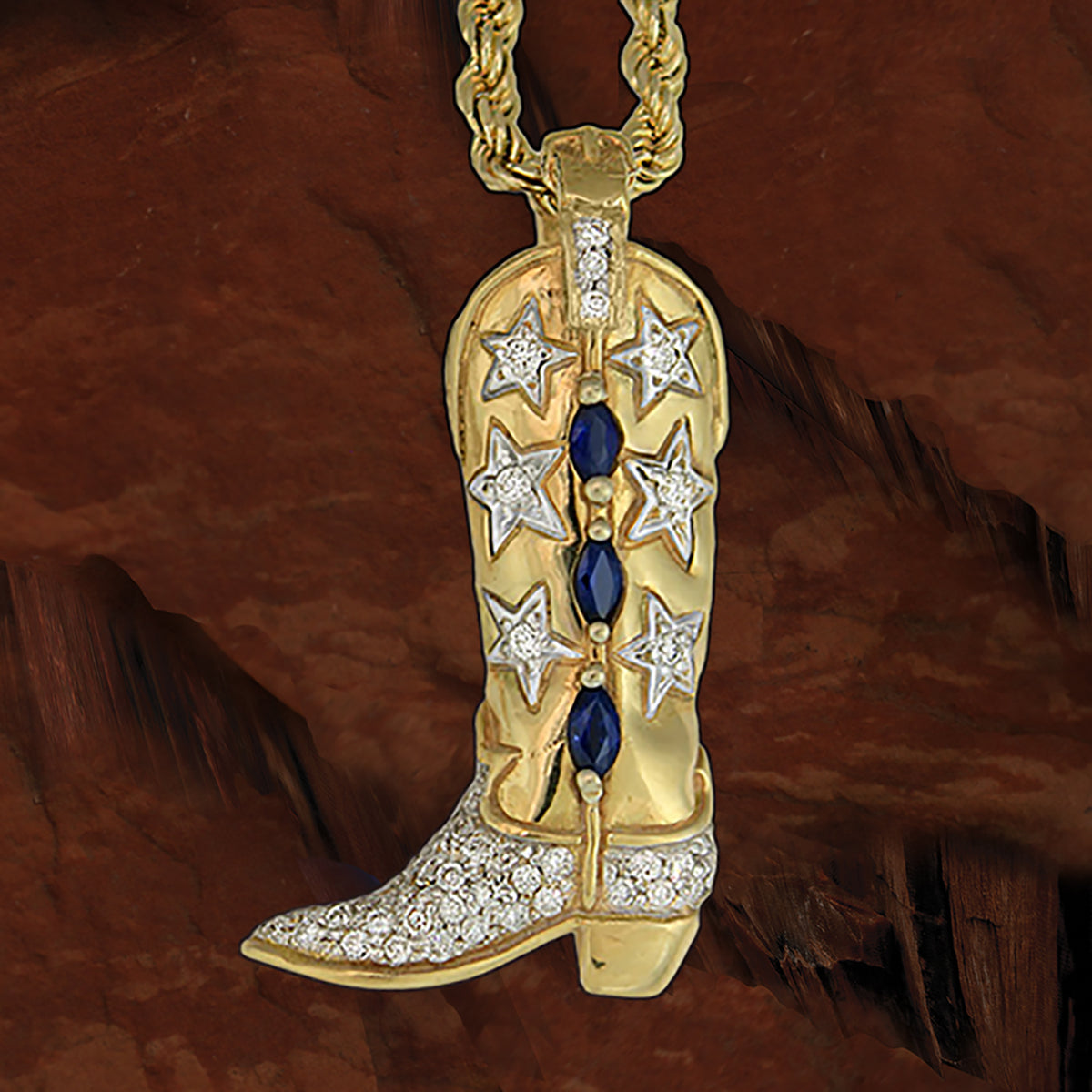 14k cowboy boots charm high quality