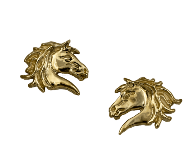 Wildfire Horse Earrings in 14k yellow gold by Lesley Rand Bennett
