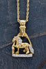Friesian Horse Stirrup Pendant in 14k yellow gold with diamonds by lesley Rand Bennett