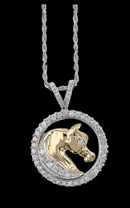 Pave Circle Horse Pendant - Bennett Fine Jewelry