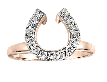 Diamond horseshoe wedding wrap ring in 14k rose gold. By Lesley Rand Bennett