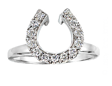 Diamond horseshoe wedding wrap ring in 14k white gold. By Lesley Rand Bennett