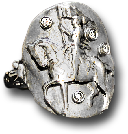 Joan of Arc 14K Oval Ring With Diamonds - Bennett Fine Jewelry