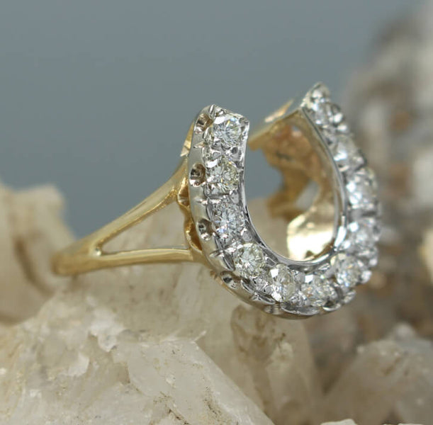 14K Yellow Gold Horseshoe Men's Diamond Ring Size 14 11003135 | Shin  Brothers *