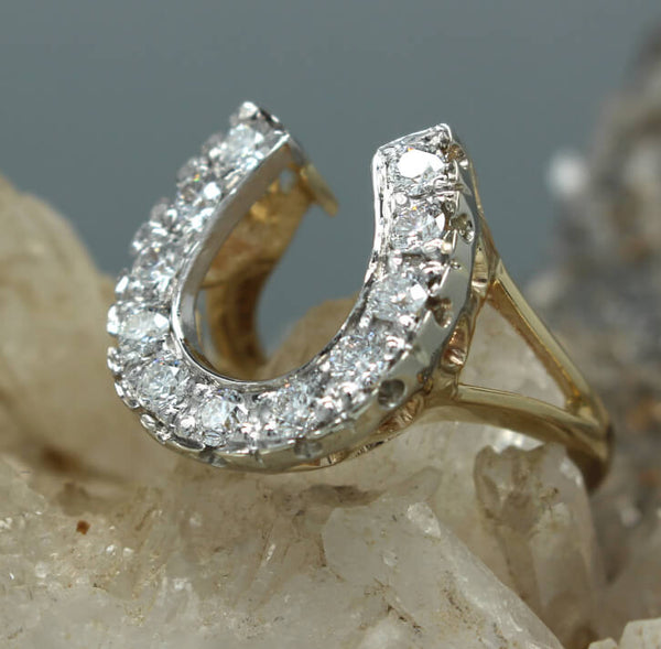 Elegant Diamond Horseshoe ring with 0.90ctw handcrafted by Lesley Rand Bennett