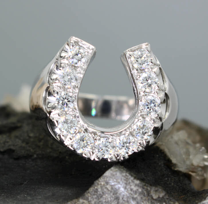 Mens Large Diamond Horseshoe Ring with 1.33 c.t.w. - Bennett Fine Jewelry